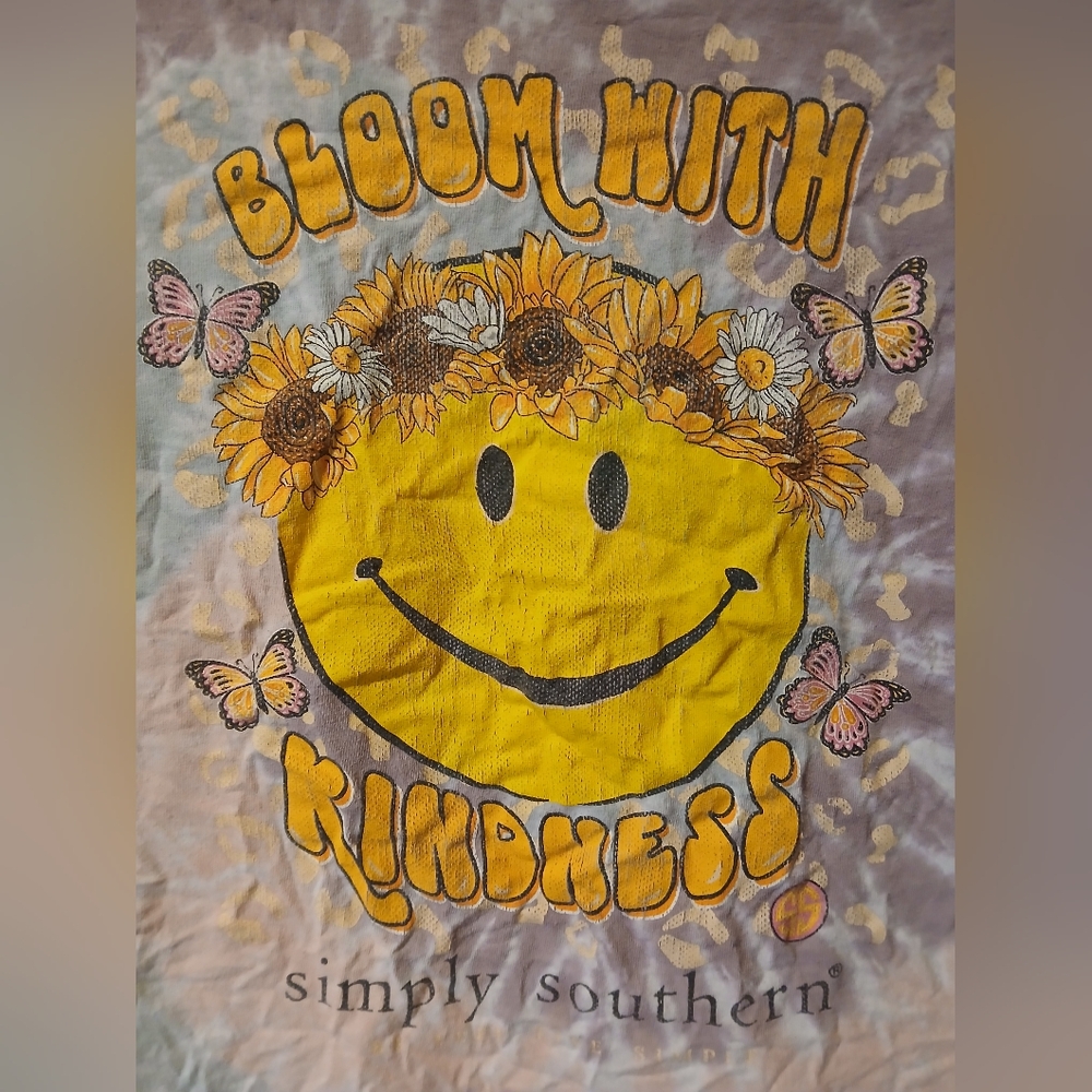 Simply Southern Pink and Purple Smiley Tee Size S